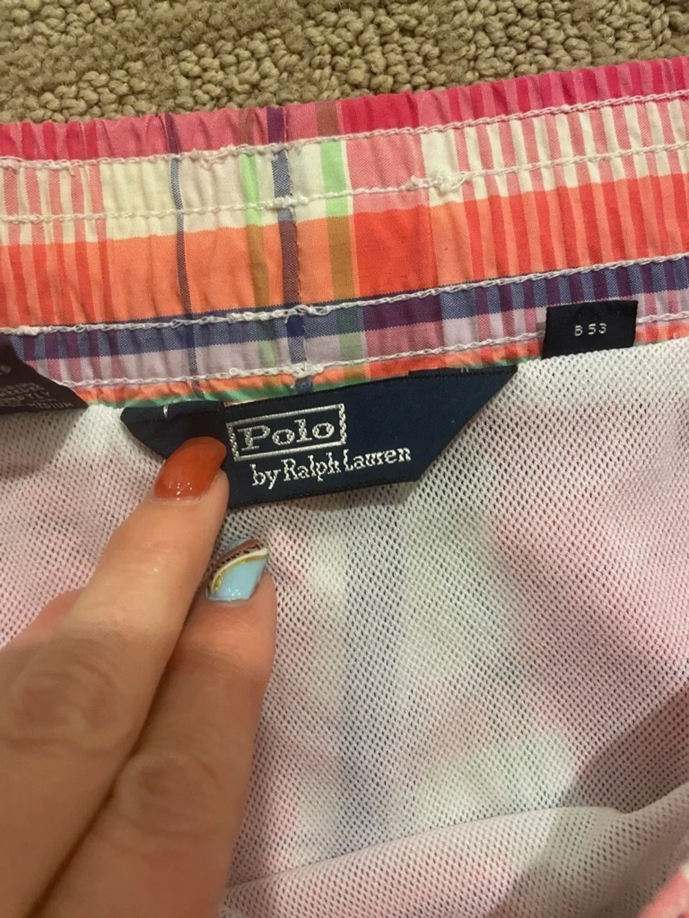Ralph Lauren Pink Plaid Swim Shorts with Green & Navy Accents